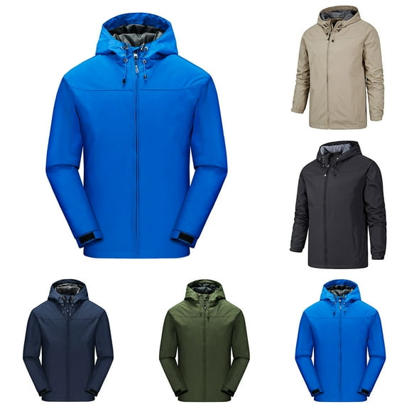 Miluxas Men's Softshell Jacket with Hood Waterproof Windbreaker Lightweight Rain Shell Jacket for Outdoor Hiking Travel Sky Blue