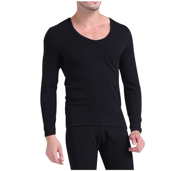Miluxas Men's Solid Color Exercise Soft Underwear T-shirts Short Sleeve Black