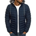 thumbnail image 1 of Miluxas Men's Solid Color Hooded Jacket Cotton Padded Jacket Fashion Cotton Padded Jacket Men's Warm Cotton Padded Jacket Navy 4(S), 1 of 3