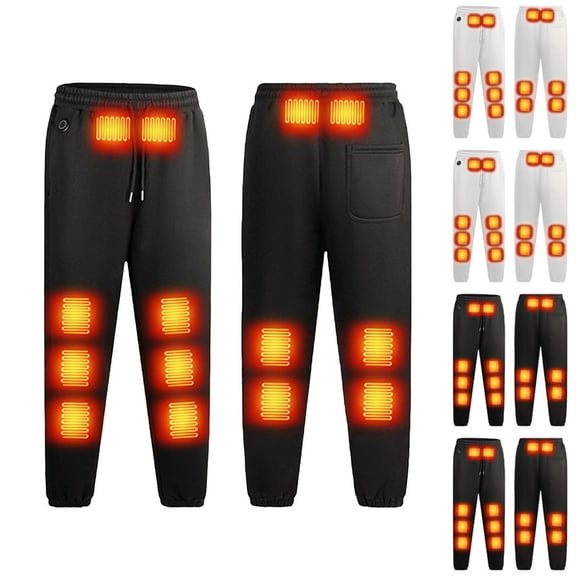 Miluxas Men's Solid Color Single Control 14 Zone Heating Elastic Waist Drawstring Warm Leg Tight Pants Gray