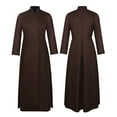 thumbnail image 1 of Miluxas Men's Solid Color Stand Up Collar Button Up Long Sleeved Shirt Brown, 1 of 4