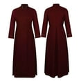 thumbnail image 1 of Miluxas Men's Solid Color Stand Up Collar Button Up Long Sleeved Shirt Wine, 1 of 4