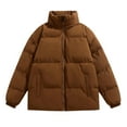 thumbnail image 1 of Miluxas Men's Solid Color Stand Up Collar Lightweight Winter Warm Cotton Jacket Long Sleeve Parkas Classic Casual Outwear Coffee, 1 of 3
