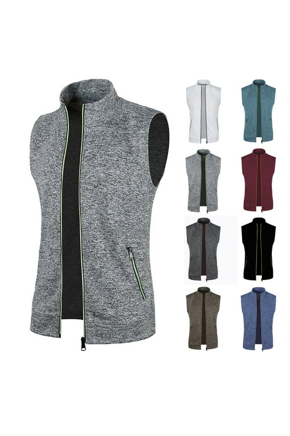 Men's Sport Vest Lightweight Sleeveless Zip Up Jacket Casual Outerwear Outdoor Golf Vests