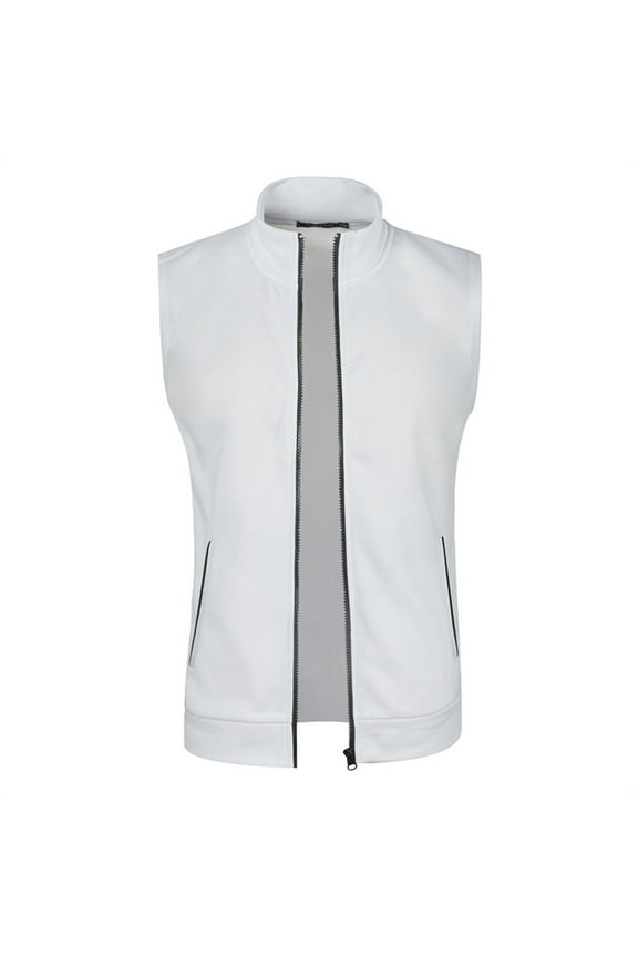 Men's Sport Vest Lightweight Sleeveless Zip Up Jacket Casual Outerwear Outdoor Golf Vests White 8(L)
