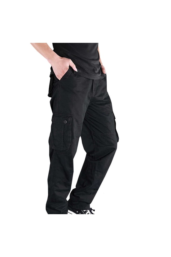 Men's Spring and Hip-hop Design Sports Fitness Loose Trousers Black