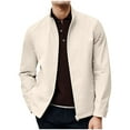 thumbnail image 1 of Miluxas Men's Standing Collar Zipper Casual Jacket, Men Lightweight Business Casual Windbreaker Jacket, Leisure Jackets Beige, 1 of 8
