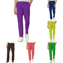 Miluxas Men's Straight Leg Dress Pants - Stretch Flat Front Business Casual Outdoor Golf Work Pants with Pockets Yellow