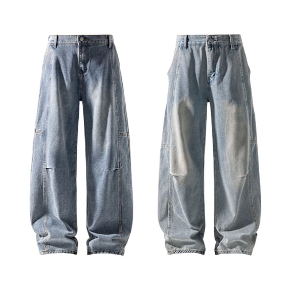 Miluxas Men's Stretch Relaxed Fit Straight-Leg Jeans - Cowboy Cotton Fashion Comfort Flex Waist Denim Pants Light Blue