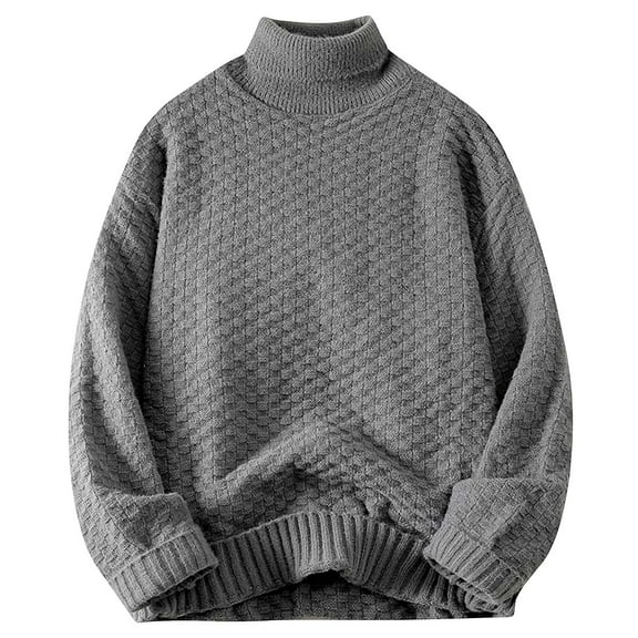 Miluxas Men's Stripe Knit Sweater, Crew Neck Pullover, Casual Long Sleeve Winter Warm Knitted Fashion Top Gray