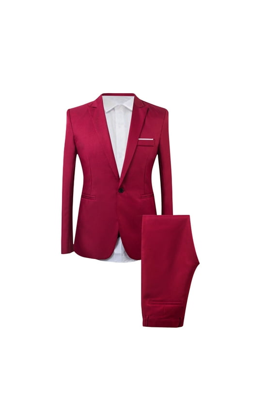 Men's Suit Coat + Shirt + Suit Pants Three Piece Set On wine 3(L)