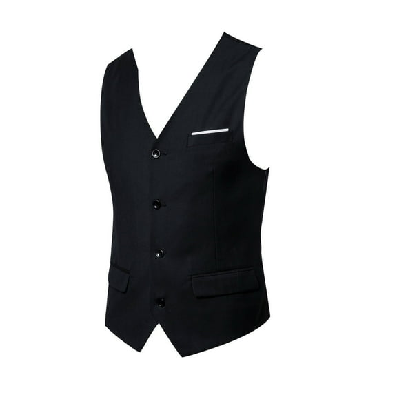 Miluxas Men's Suit Vest Slim Fit formal Dress Waistcoat Casual Business Vests for Suit or Tuxedo Black