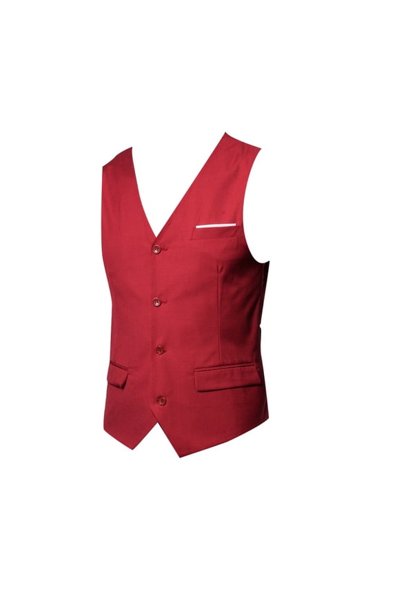 Men's Suit Vest Slim Fit formal Dress Waistcoat Casual Business Vests for Suit or Tuxedo Red