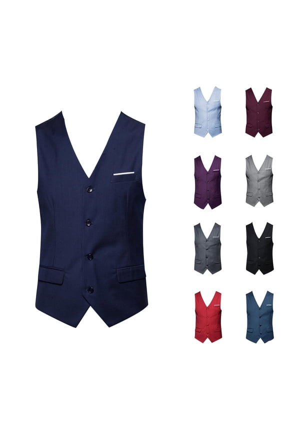 Men's Suit Vest Slim Fit formal Dress Waistcoat Casual Business Vests for Suit or Tuxedo Red