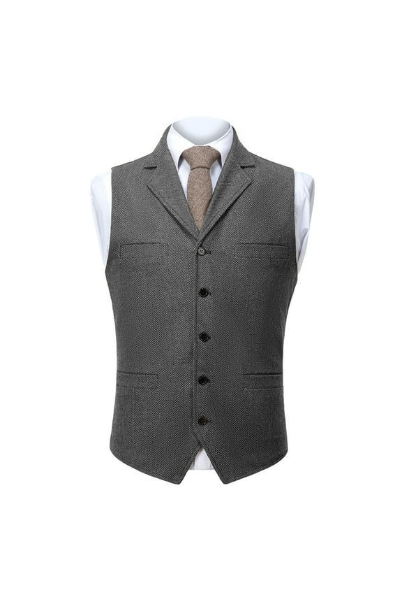 Men's Suit Vests Slim Fit Waistcoat Notch Lapel Casual formal Vest Gray