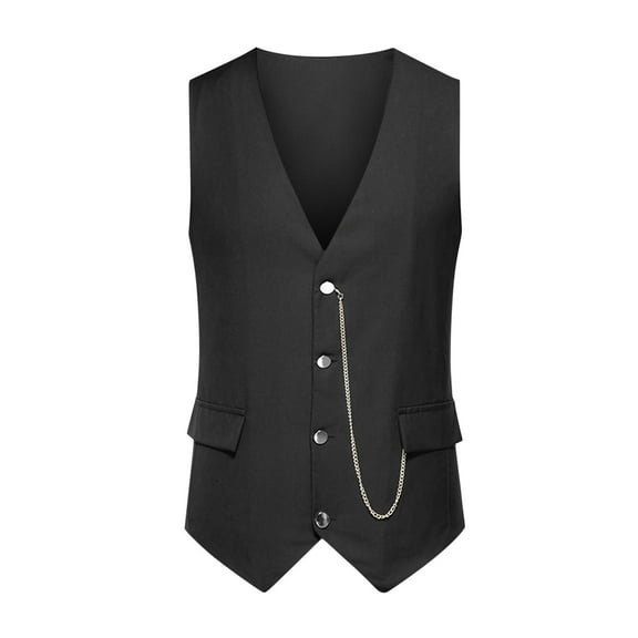 Miluxas Men's Suits Vest V-Neck Sleeveless Slim Fit Jacket Groomman Casual Suit Vests for Wedding formal Party Tuxedo for Men Black