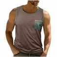 thumbnail image 1 of Miluxas Men's Summer Sleeveless Tops Solid Color Pocket Tank Top Sports Training Shirts for Men Coffee XXL(XXL), 1 of 7