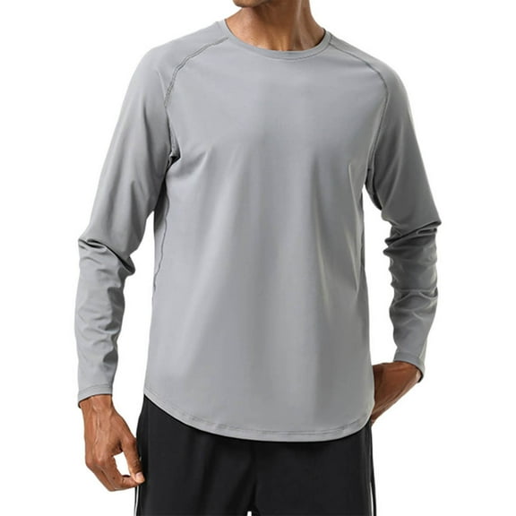 Miluxas Men's Sun Shirts Quick Dry Long Sleeve Shirts Lightweight Rash Guard Swim T-Shirts Hiking Running Dark Gray XL(XL)