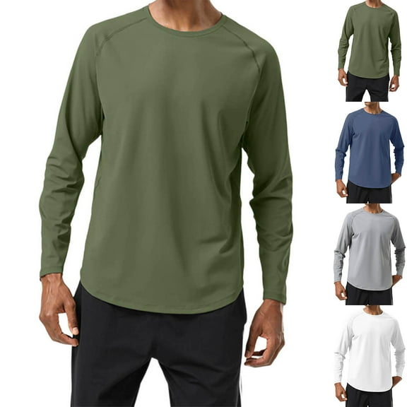 Miluxas Men's Sun Shirts Quick Dry Long Sleeve Shirts Lightweight Rash Guard Swim T-Shirts Hiking Running White XL(XL)