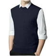 thumbnail image 1 of Miluxas Men's Sweater Vest Classic V-Neck Knitted Pullover Sweaters Tops Sleeveless Relaxed Fit Knitwear Vests Dark Blue, 1 of 5