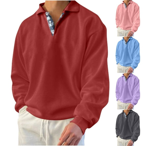 Miluxas Men's Sweatshirt Casual Long Sleeve Stand Collar Button Pullover Sweatshirts