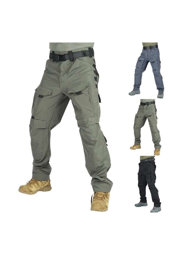Men's Tactical Pants Work Pants Water Resistant Hiking Pants Military Combat Cargo Pants Gray