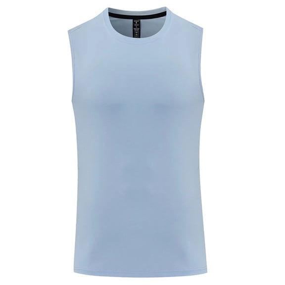 Miluxas Men's Tank Top Cotton Muscle Workout Gym Shirts Moisture Wicking Lightweight Summer Casual Sleeveless Shirts Light Blue