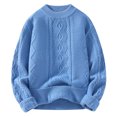 thumbnail image 1 of Miluxas Men's Thick Solid Color Knitted Sweater Crew Neck Sweater Long Sleeve Crew Neck Top Blue, 1 of 3