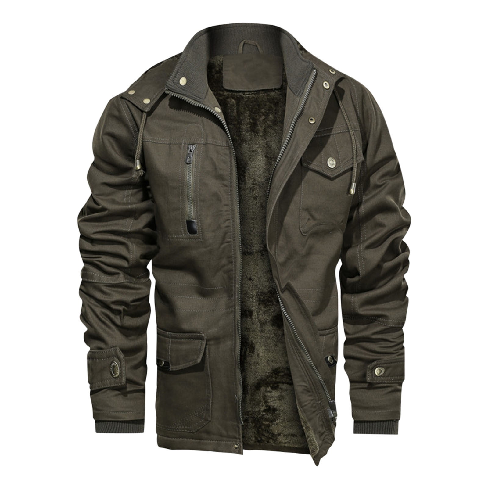 Miluxas Men's Thick Winter Jackets with Hood Fleece Lining Cotton ...