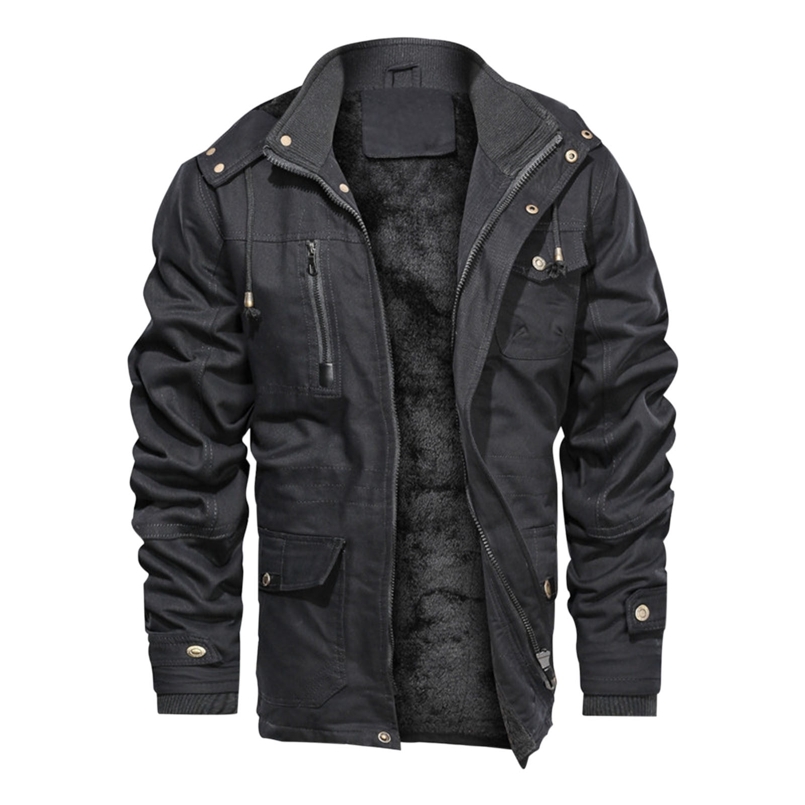 Miluxas Men's Thick Winter Jackets with Hood Fleece Lining Cotton ...