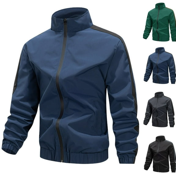 Miluxas Men's Track Jacket Full Zip Running Athletic Jacket Lightweight Workout Quick Dry Outdoor Sports Green XL(XL)