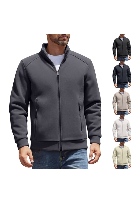 Men's Track Jackets Lightweight Full-Zip Casual Coat Workout Running Athletic Active Jacket with Pockets Khaki XL(XL)