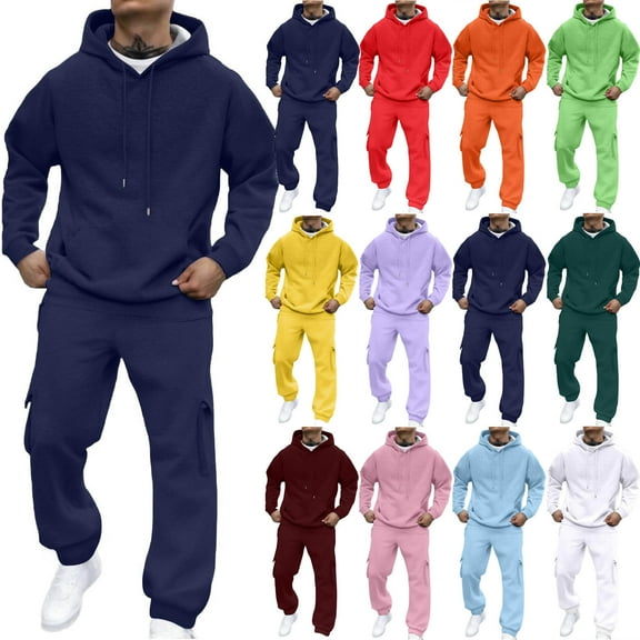 Miluxas Men's Tracksuits 2 Piece Casual Long Sleeve Sweatsuits Athletic Hoodie and Sweatpants Set Jogging Suit Yellow XL(XL)