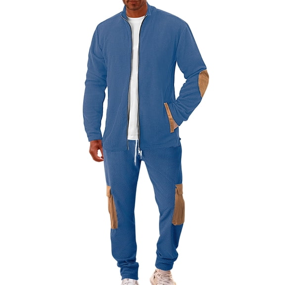Miluxas Men's Tracksuits for Men Athletic Sweatsuits Set 2 Piece Track Suits Jogging Casual Warm Up Full Zip Running Sports Sky Blue