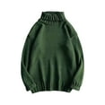 thumbnail image 1 of Miluxas Men's Turtleneck Sweaters Knitted Casual Textured Pullover Sweater Army Green, 1 of 3