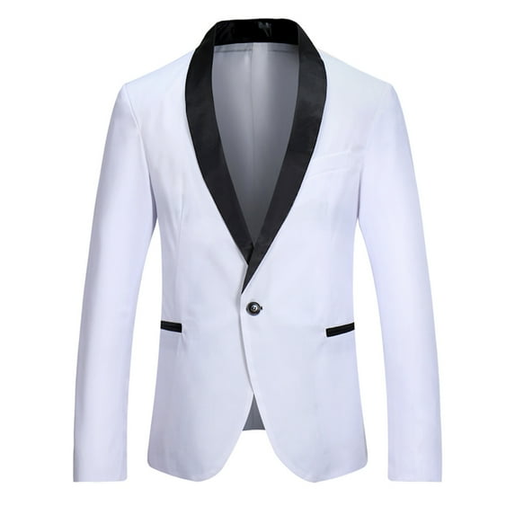 Miluxas Men's Tuxedo Jacket Wedding Blazer One Button Dress Suit for Dinner,Prom,Party White 10(XL)