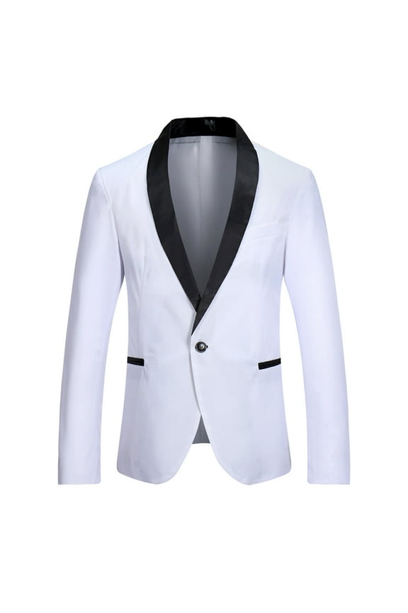 Men's Tuxedo Jacket Wedding Blazer One Button Dress Suit for Dinner,Prom,Party White 10(XL)