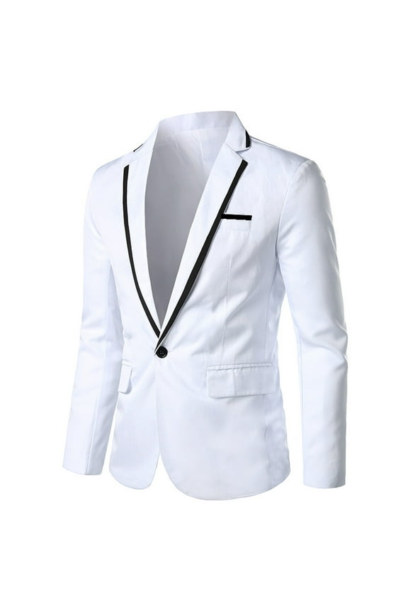Men's Tuxedo Jacket Wedding Blazer One Button Dress Suit for Dinner,Prom,Party White 8(XL)