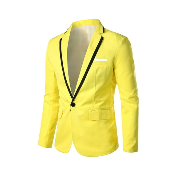 Miluxas Men's Tuxedo Jacket Wedding Blazer One Button Dress Suit for Dinner,Prom,Party Yellow XXL(XXL)