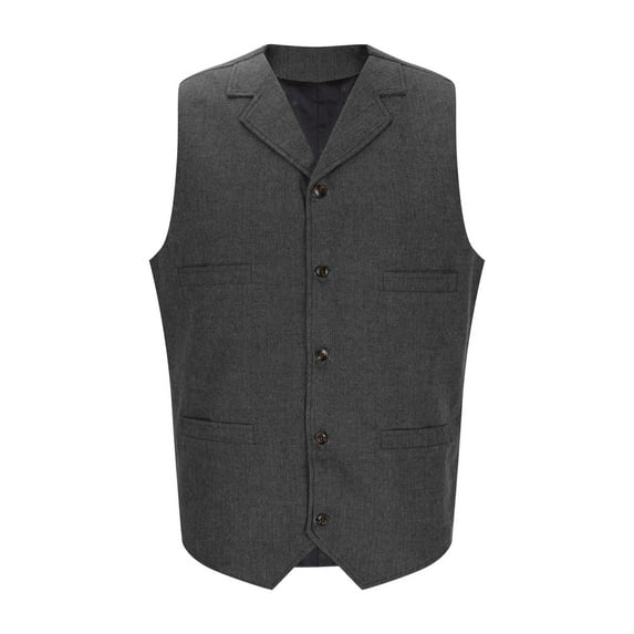 Miluxas Men's Tweed Suit Vintage Vest Herringbone Wool Prom Waistcoat Groomsmen Gray