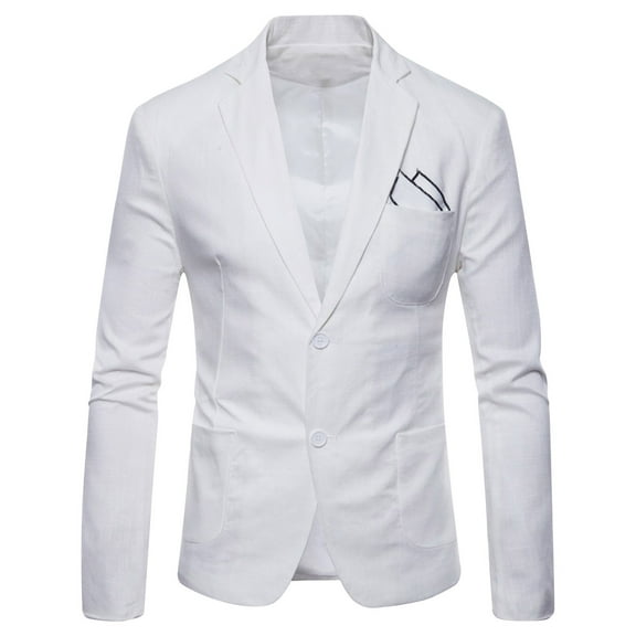 Miluxas Men's Two Button Blazer Casual Sport Coats Solid Color Suit Jacket White
