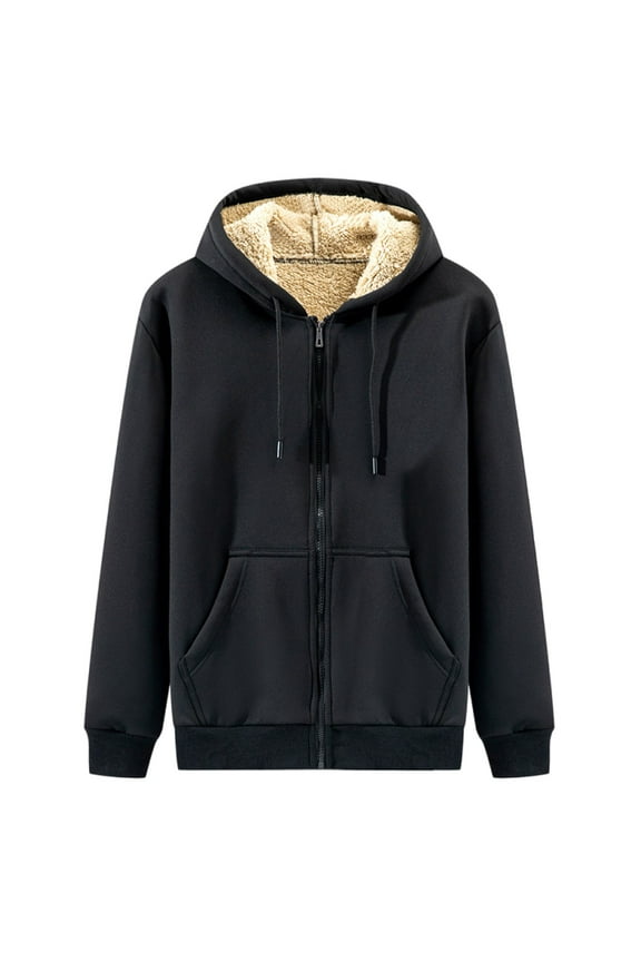 Men's Ultra Soft Sherpa Lined Hoodie - Full Zip Fleece Lining Heavy Duty Sweatshirts