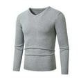thumbnail image 1 of Miluxas Men's V Neck Long Sleeve Pullover Tops Workout Athletic Shirts Fall Winter Casual Stretchy Ribbed Knit Blouse Gray, 1 of 1