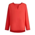 thumbnail image 1 of Miluxas Men's V Neck Long Sleeve Shirts Casual Henley Cotton T-Shirts Slim Fit Longline Tee Shirts Orange, 1 of 3