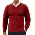 thumbnail image 1 of Miluxas Men's V Neck Sweater Lightweight Knitted Pullover Sweaters Red, 1 of 5