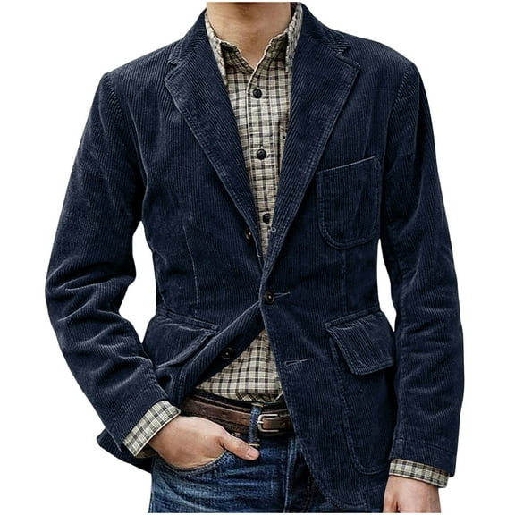 Miluxas Men's Vintage Casual Work Wear Corduroy Suit Blazer Jacket Sport Coat