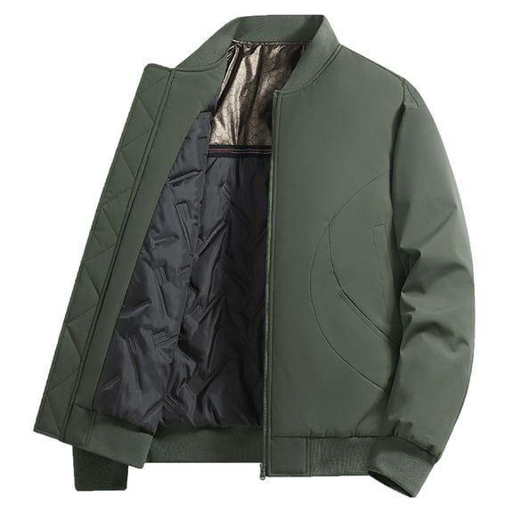 Miluxas Men's Windproof Bomber Jacket Winter Warm Hiking Windbreaker Outwear Quilted Lightweight Jackets Coats Zip Up Pockets Army Green S(S)