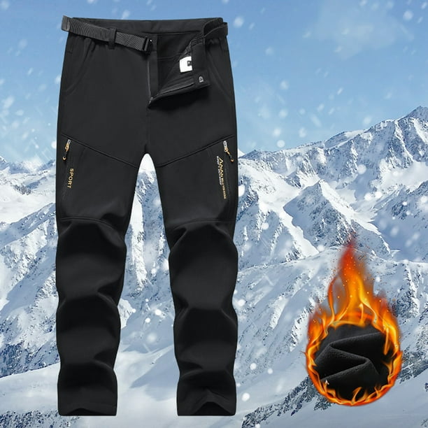 Miluxas Men s Winter Pants Fleece Lined Ski Snow Pants Water Resistant Zip Pockets Outdoor Pants Clearance Black 14 XXXXL