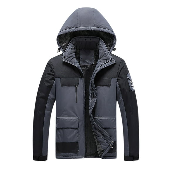 Miluxas Men's Winter Skiing Jackets Water Resistant Fleece Coats Insulated thermal Snowboard Jacket Parka Raincoat with Hood Dark Gray