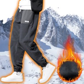Miluxas Men's Winter Velvet Fleece Joggers Sherpa Lined Sweatpants Warm Workout Active Track Pants Plus Size Gray